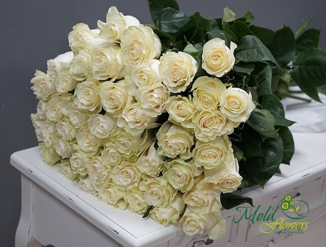 trandafiri albi alb premium olanda 80-90 cm livrare